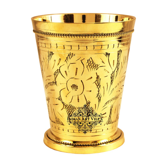Pure Brass Flower Design Julep Glass-300 ML