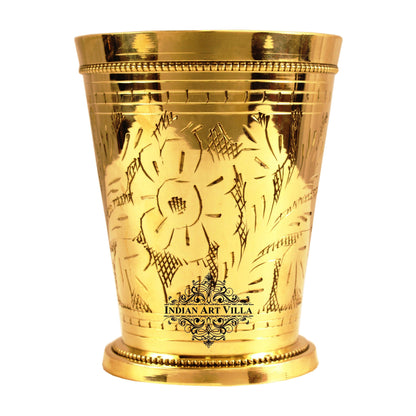 Pure Brass Flower Design Julep Glass-300 ML