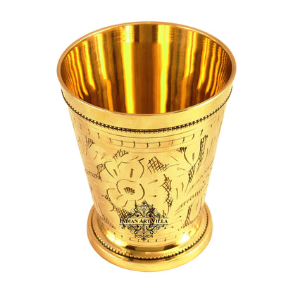 Pure Brass Flower Design Julep Glass-300 ML