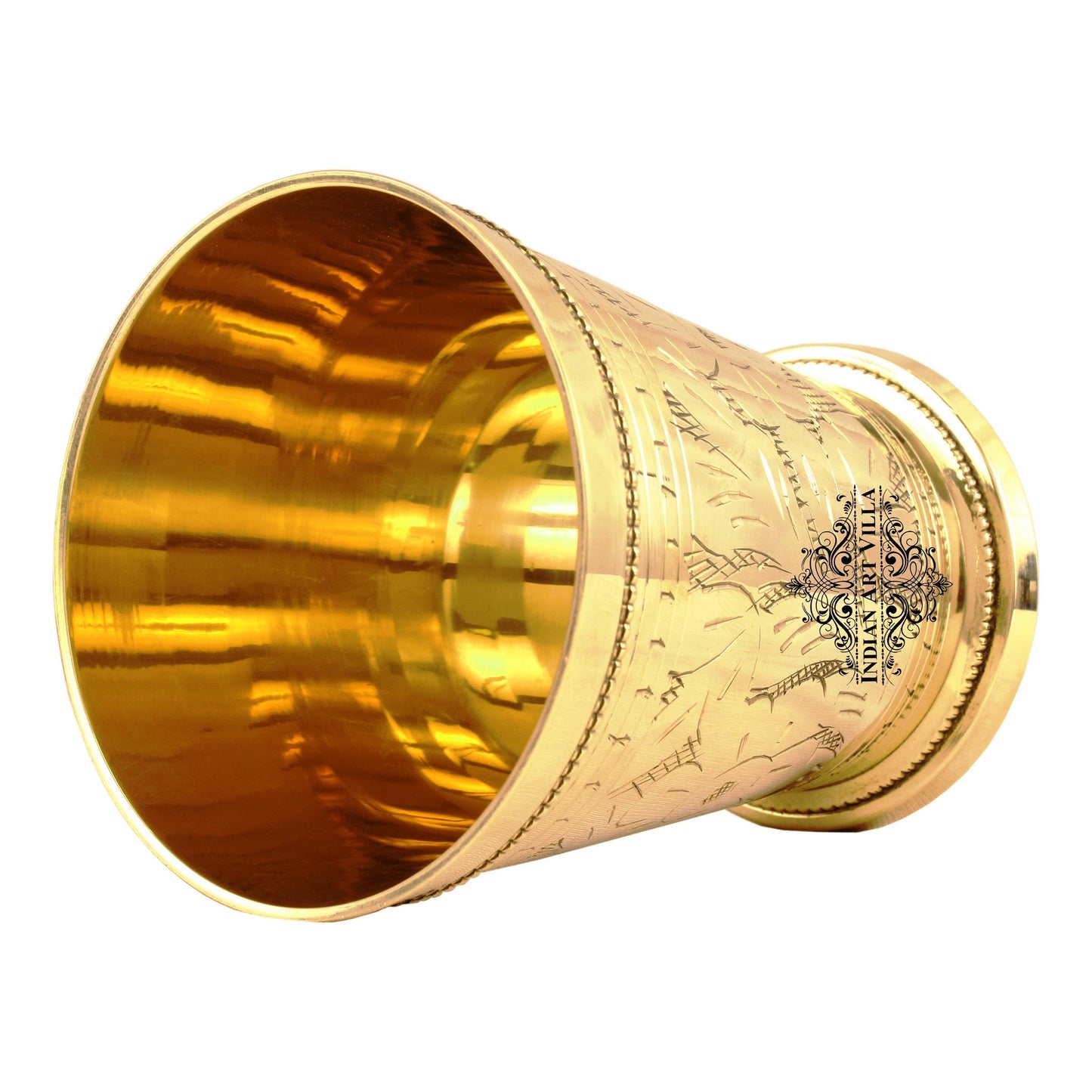Pure Brass Flower Design Julep Glass-300 ML
