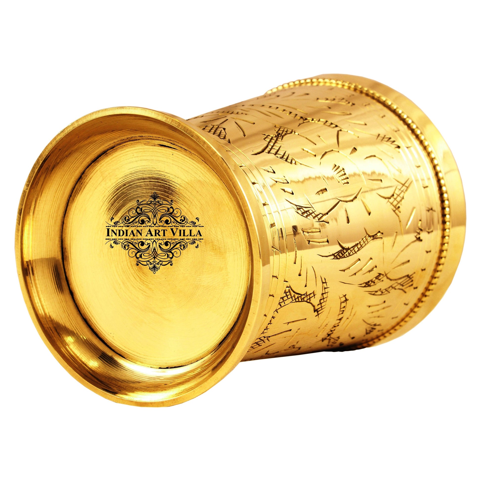 Pure Brass Flower Design Julep Glass-300 ML