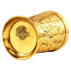 Pure Brass Flower Design Julep Glass-300 ML