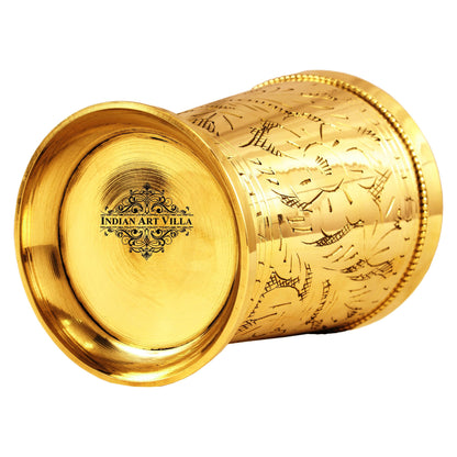 Pure Brass Flower Design Julep Glass-300 ML