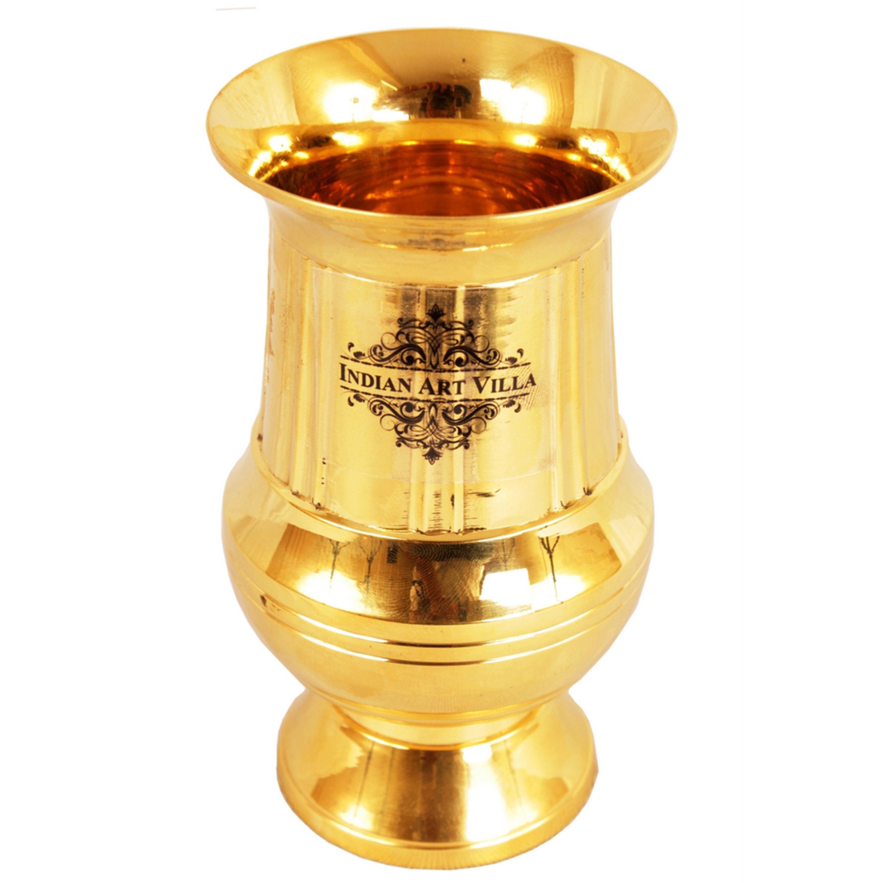 Pure Brass Gold Vertical Lining Glass 250 ML