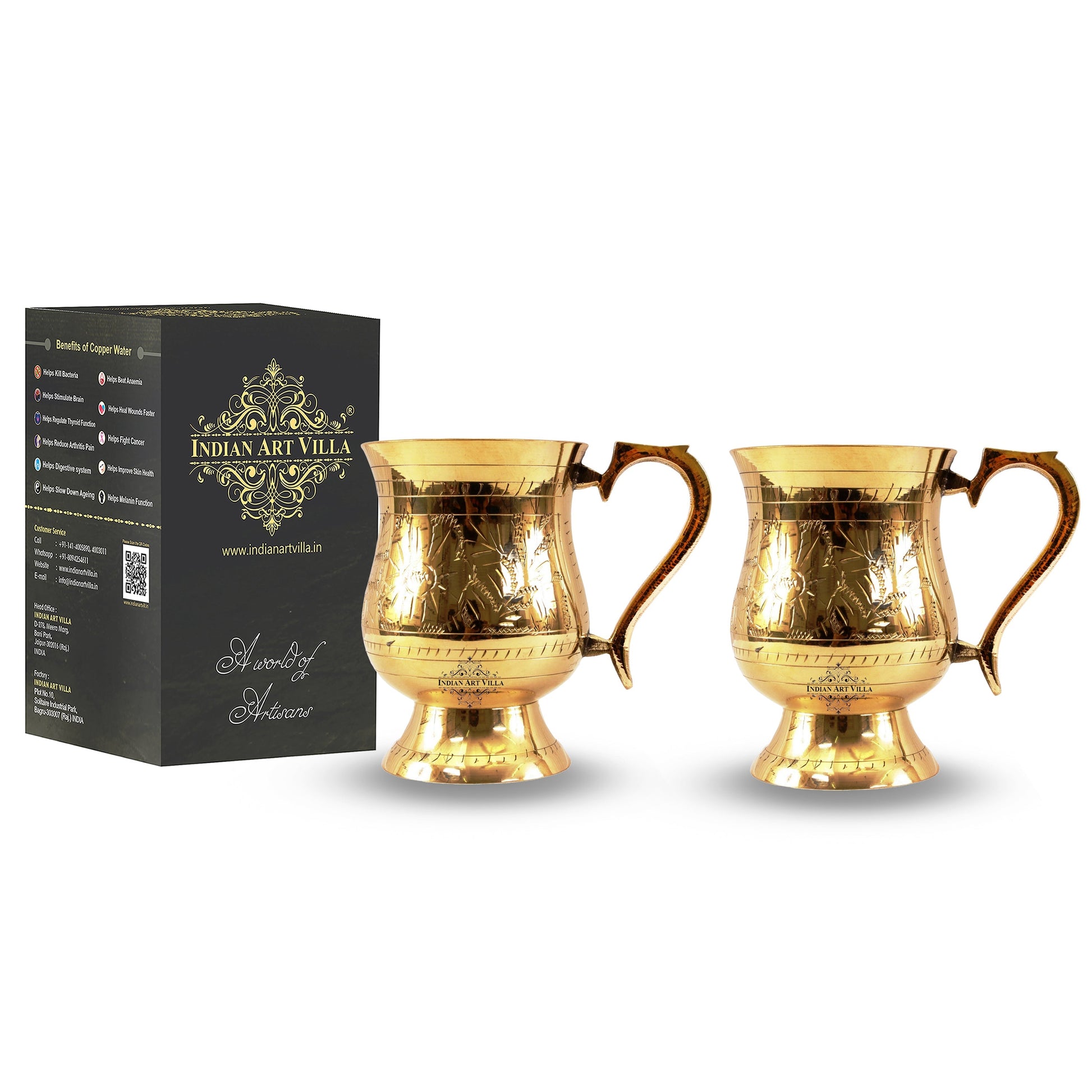 Pure Brass Mughlai Style Tumbler - 415 ml