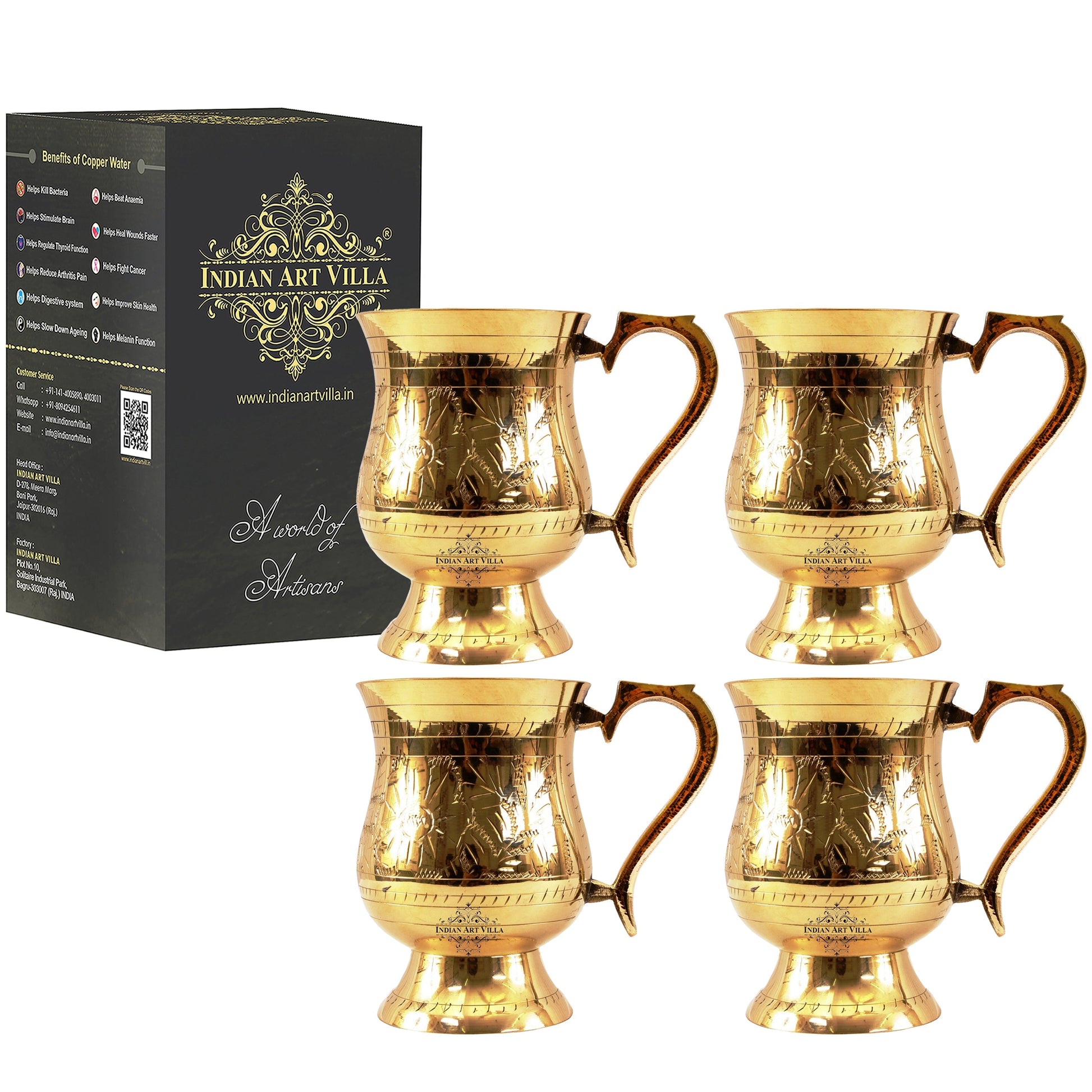Pure Brass Mughlai Style Tumbler - 415 ml