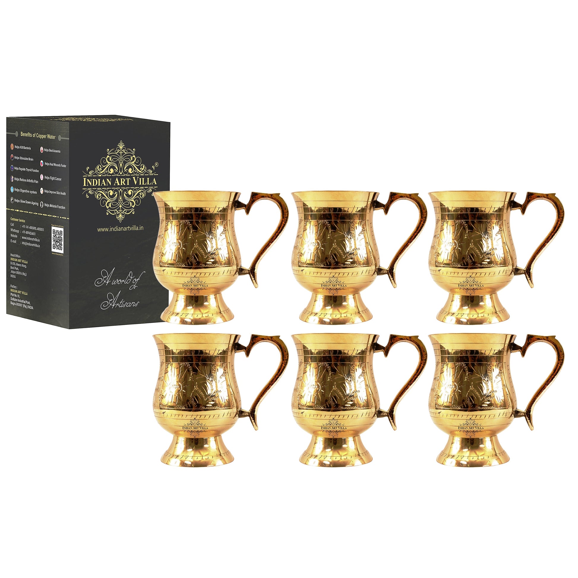 Pure Brass Mughlai Style Tumbler - 415 ml