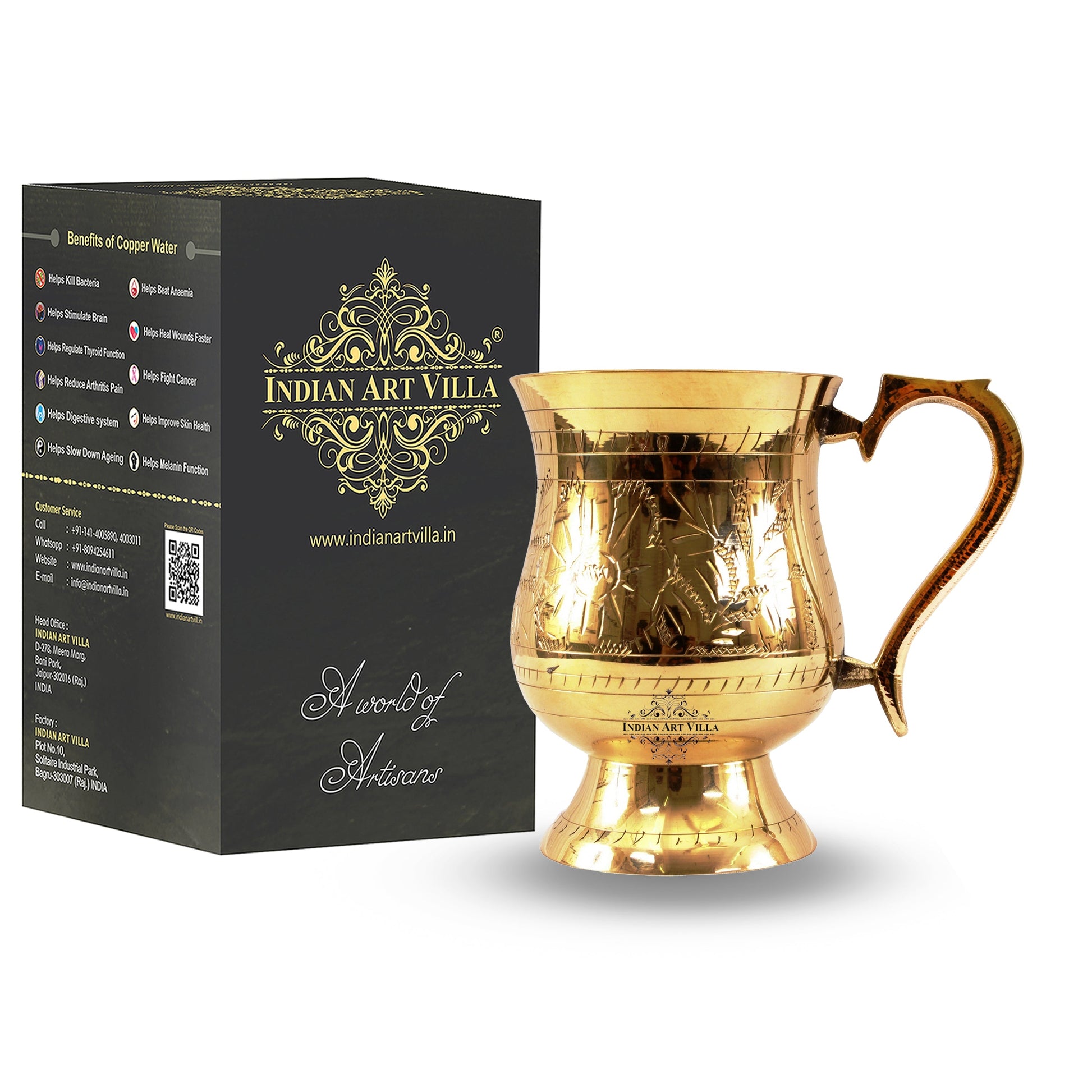 Pure Brass Mughlai Style Tumbler - 415 ml
