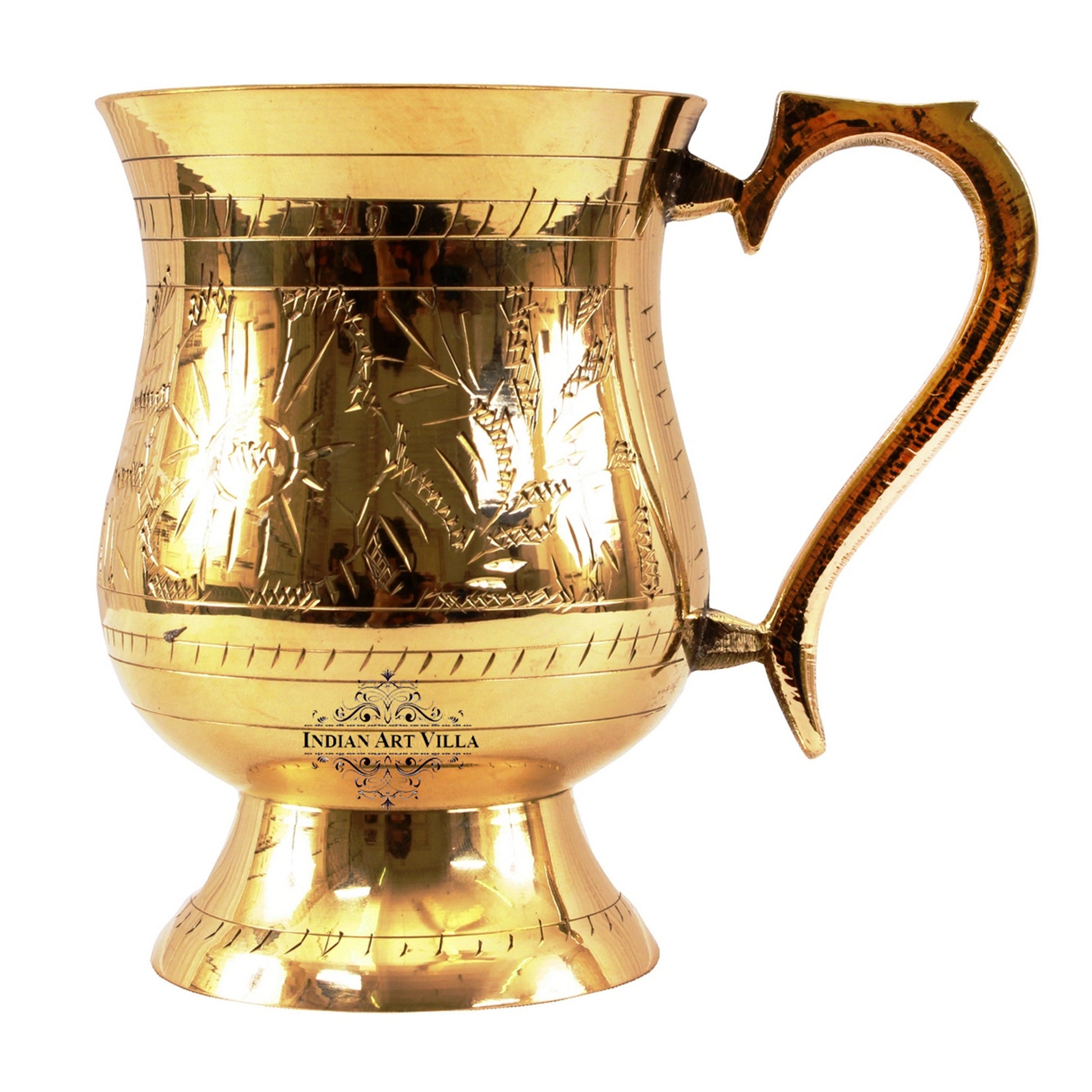Pure Brass Mughlai Style Tumbler - 415 ml