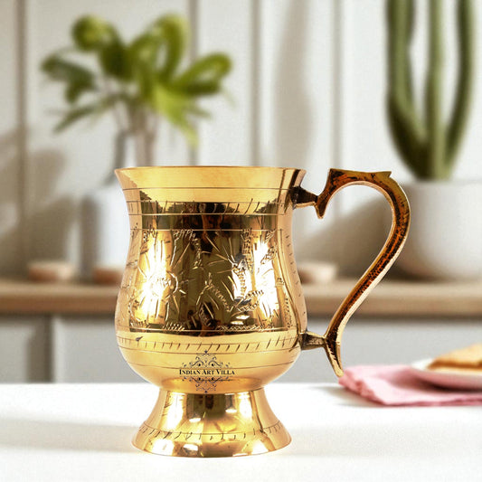 Pure Brass Mughlai Style Tumbler - 415 ml