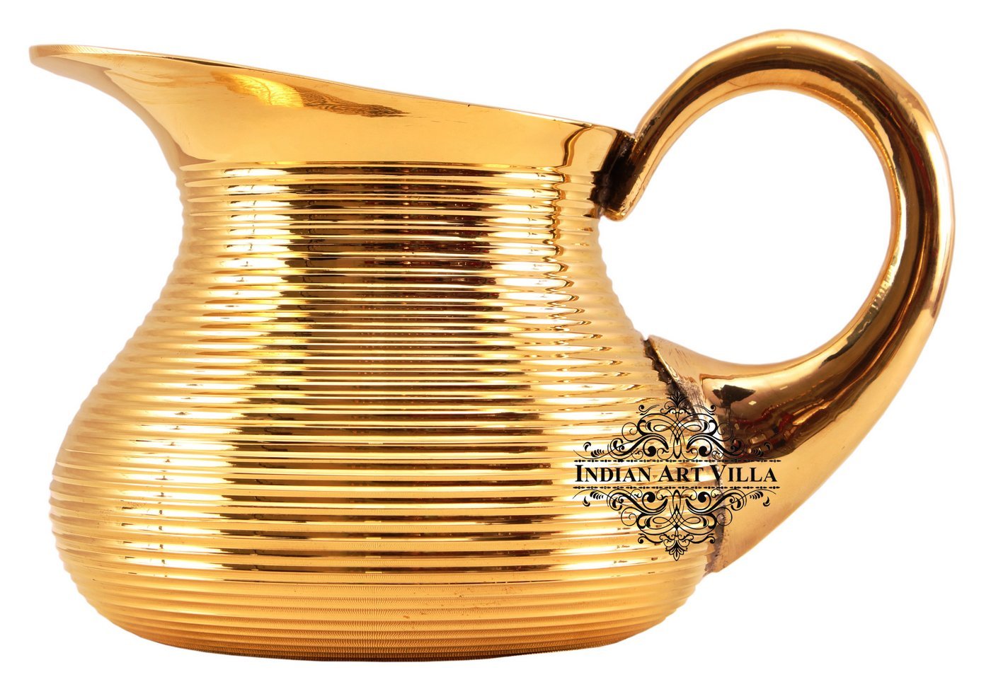 Handmade Pure Brass Lining Design Jug, Drinkware, Serveware, Tableware