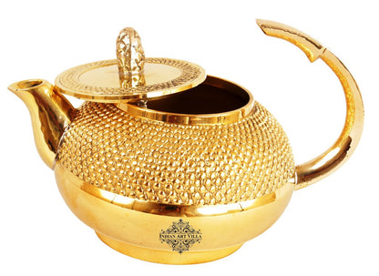 Brass Bubble Hammered Teapot with Lid & a Designer Handle, Serveware, Tableware