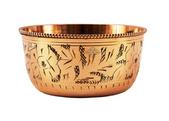 Pure Brass Engraved Design Flat Bottom Bowl, Decorative Dinnerware, Tableware and Serveware for Home Hotel Restaurant, Volume-100 ml