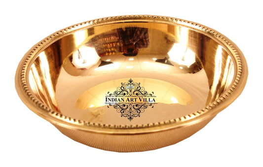 Brass Handmade Designer Rice Bowl with Beaded Design, Dinnerware, 100 ml