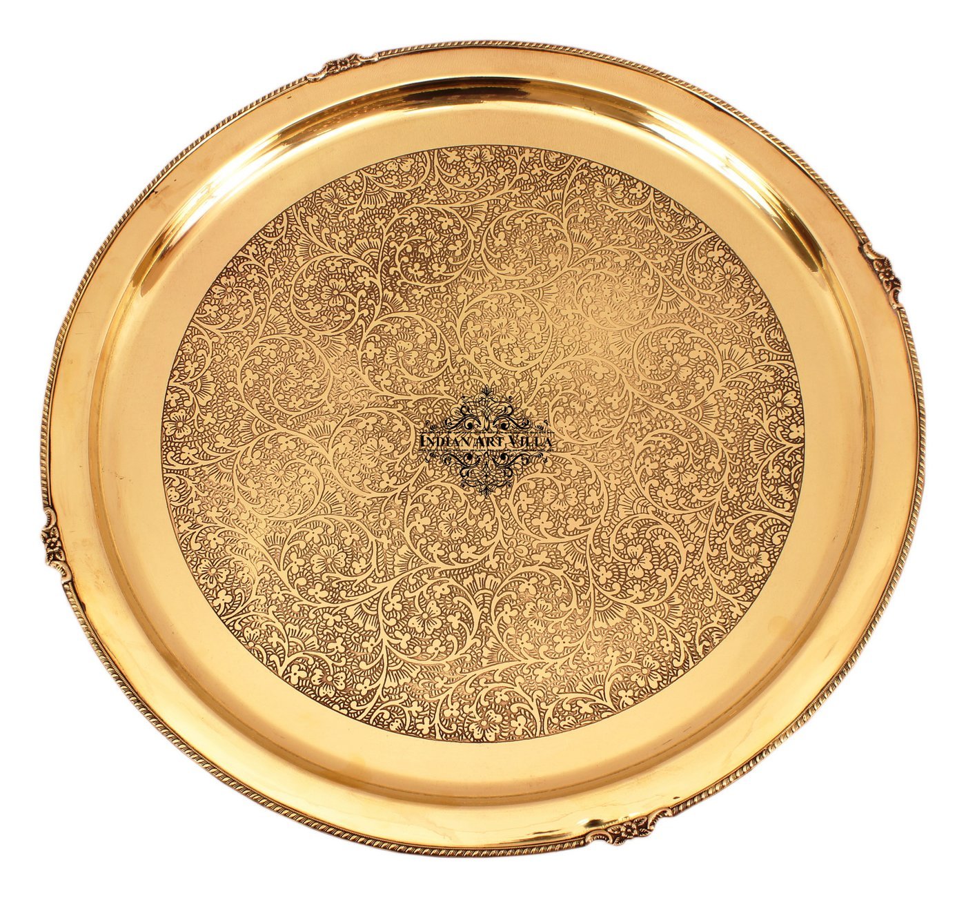 Brass Embossed Designer Thali, Plate with Beaded Design, Serveware, Dinnerware, Tableware