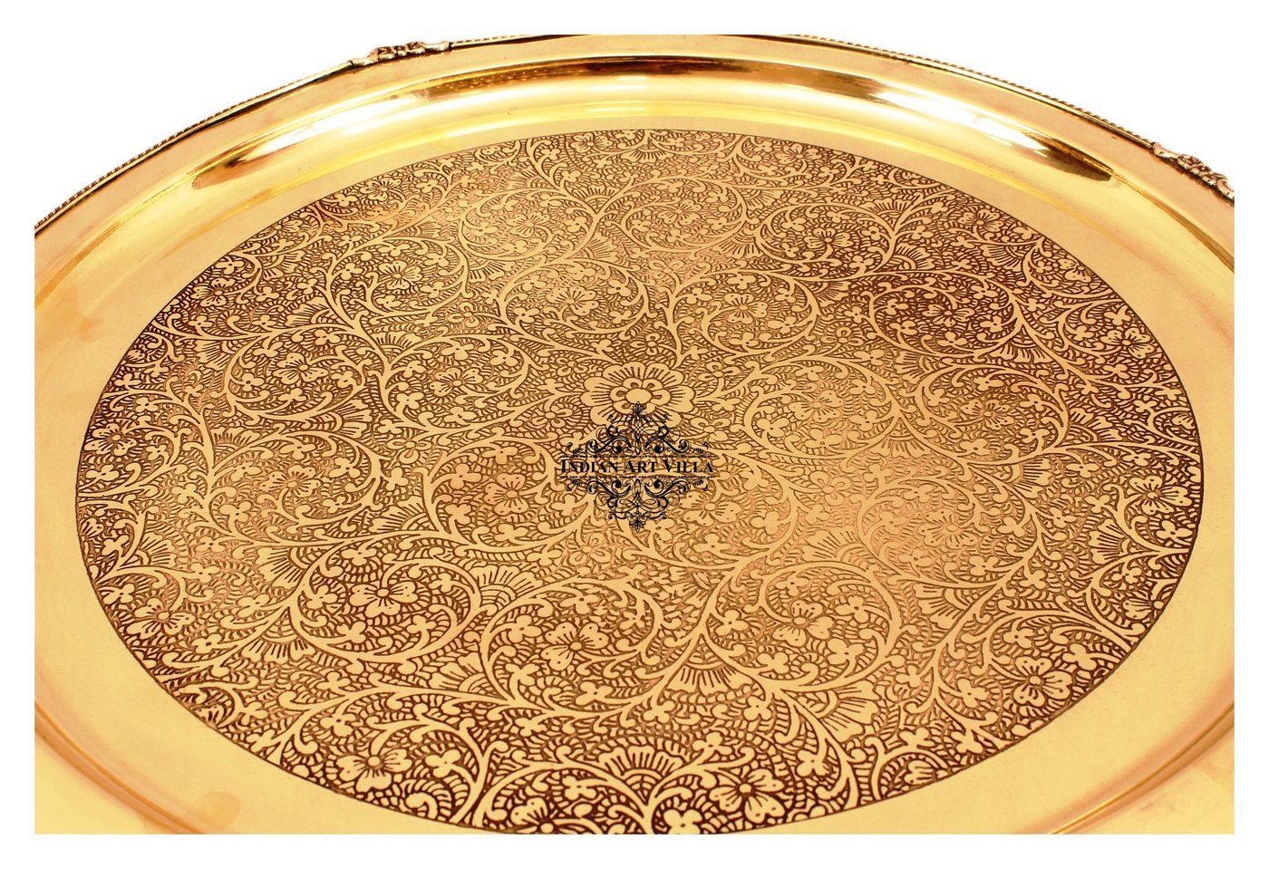 Brass Embossed Designer Thali, Plate with Beaded Design, Serveware, Dinnerware, Tableware