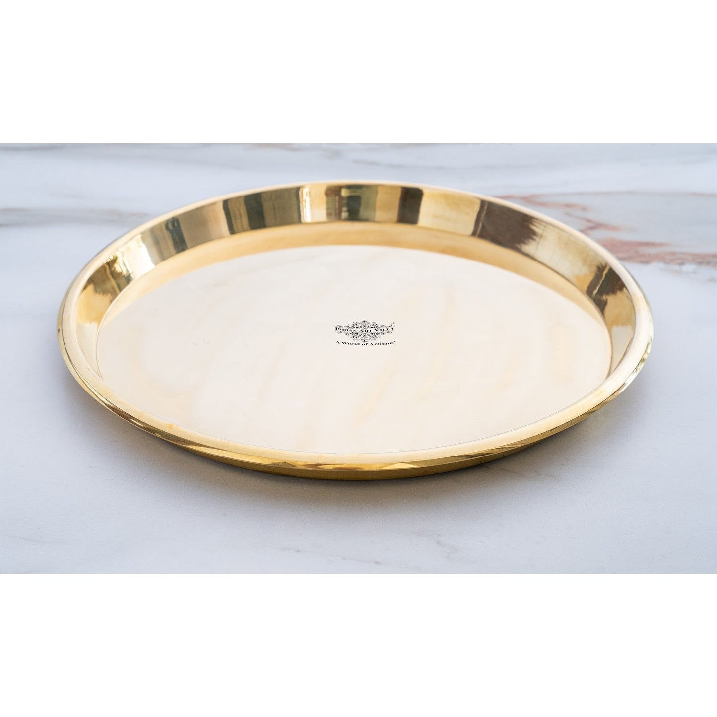 Brass Handmade Designer Thali, Plate with perfect Space & Raised Borders, Dinnerware, Tableware
