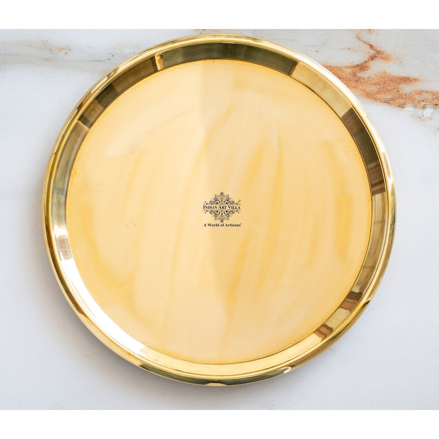 Brass Handmade Designer Thali, Plate with perfect Space & Raised Borders, Dinnerware, Tableware