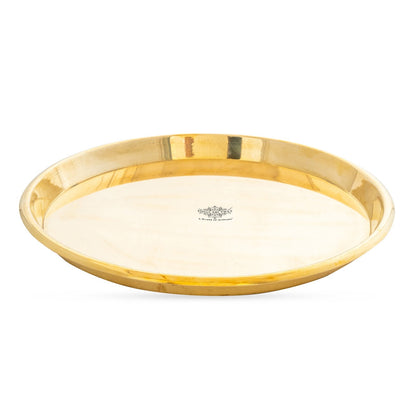 Brass Handmade Designer Thali, Plate with perfect Space & Raised Borders, Dinnerware, Tableware