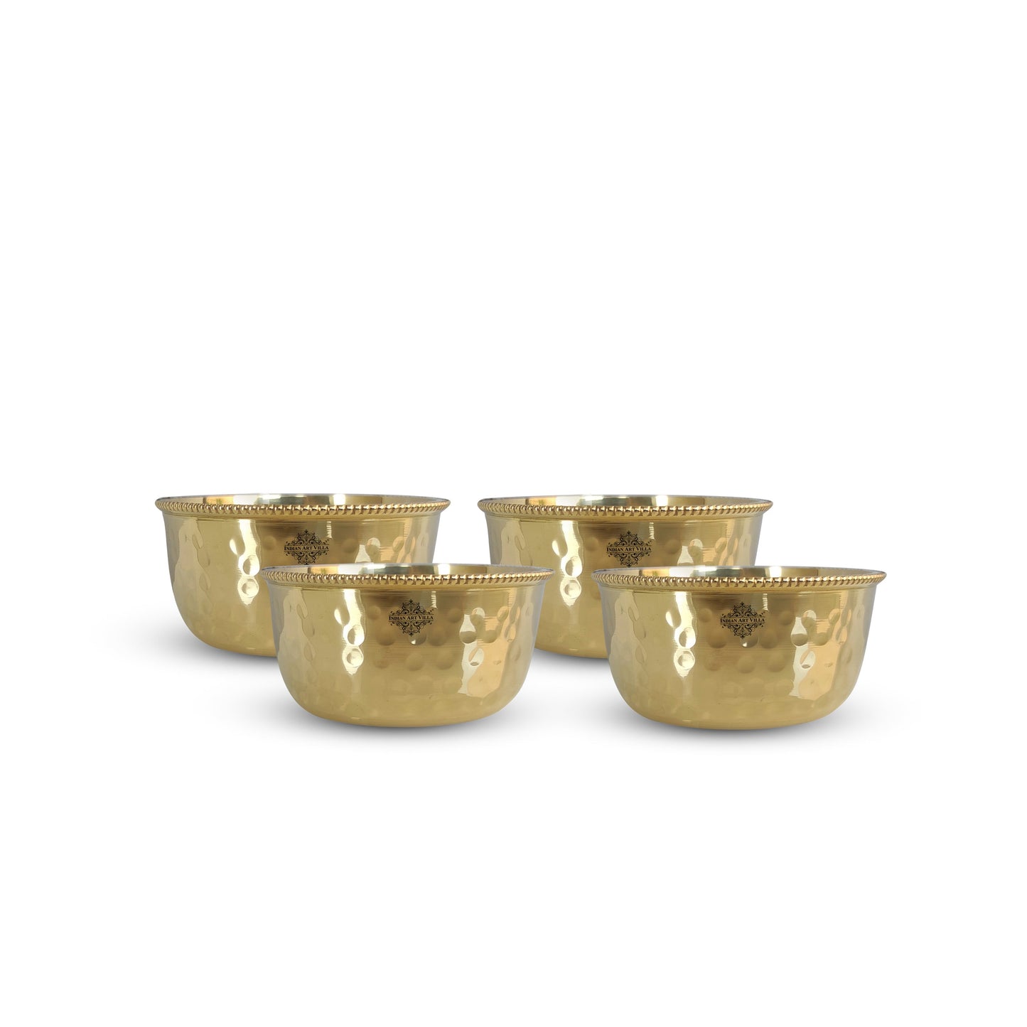 Brass Hammered Designer Bowl with Beaded Design, Dinnerware, Tableware