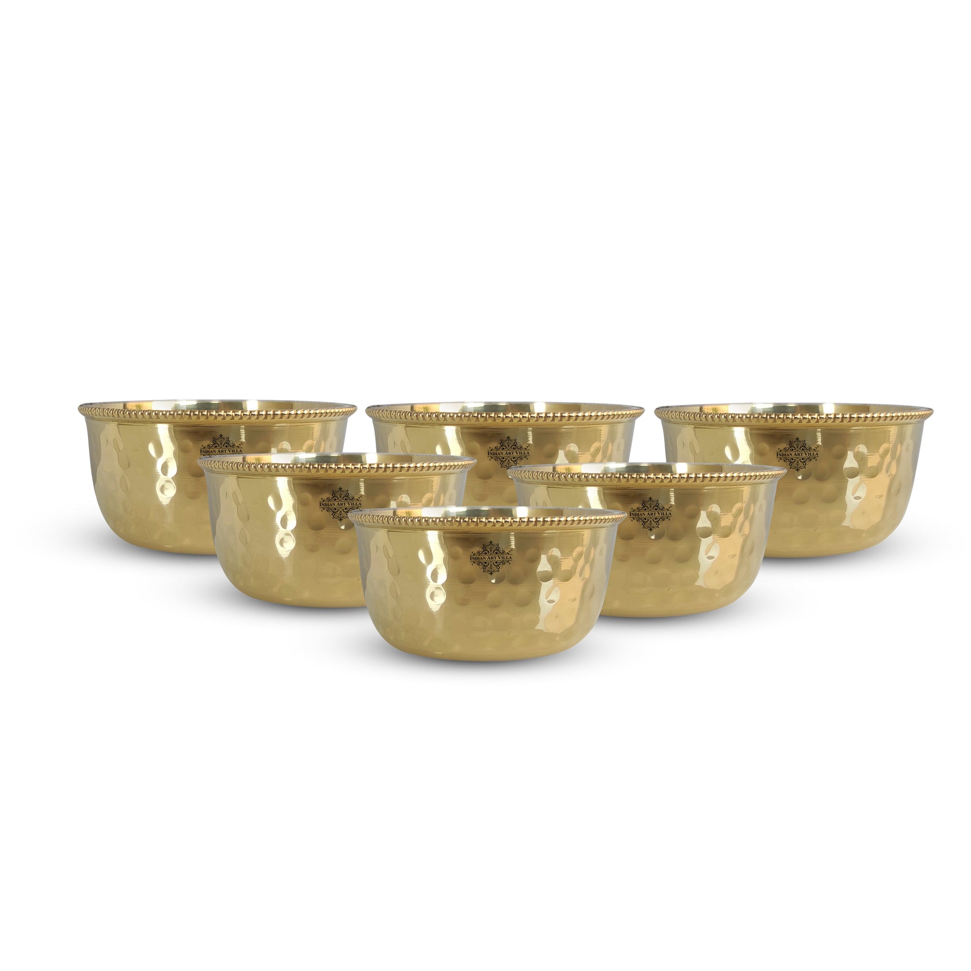 Brass Hammered Designer Bowl with Beaded Design, Dinnerware, Tableware