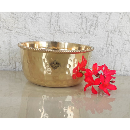 Brass Hammered Designer Bowl with Beaded Design, Dinnerware, Tableware