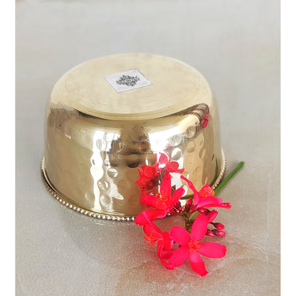 Brass Hammered Designer Bowl with Beaded Design, Dinnerware, Tableware