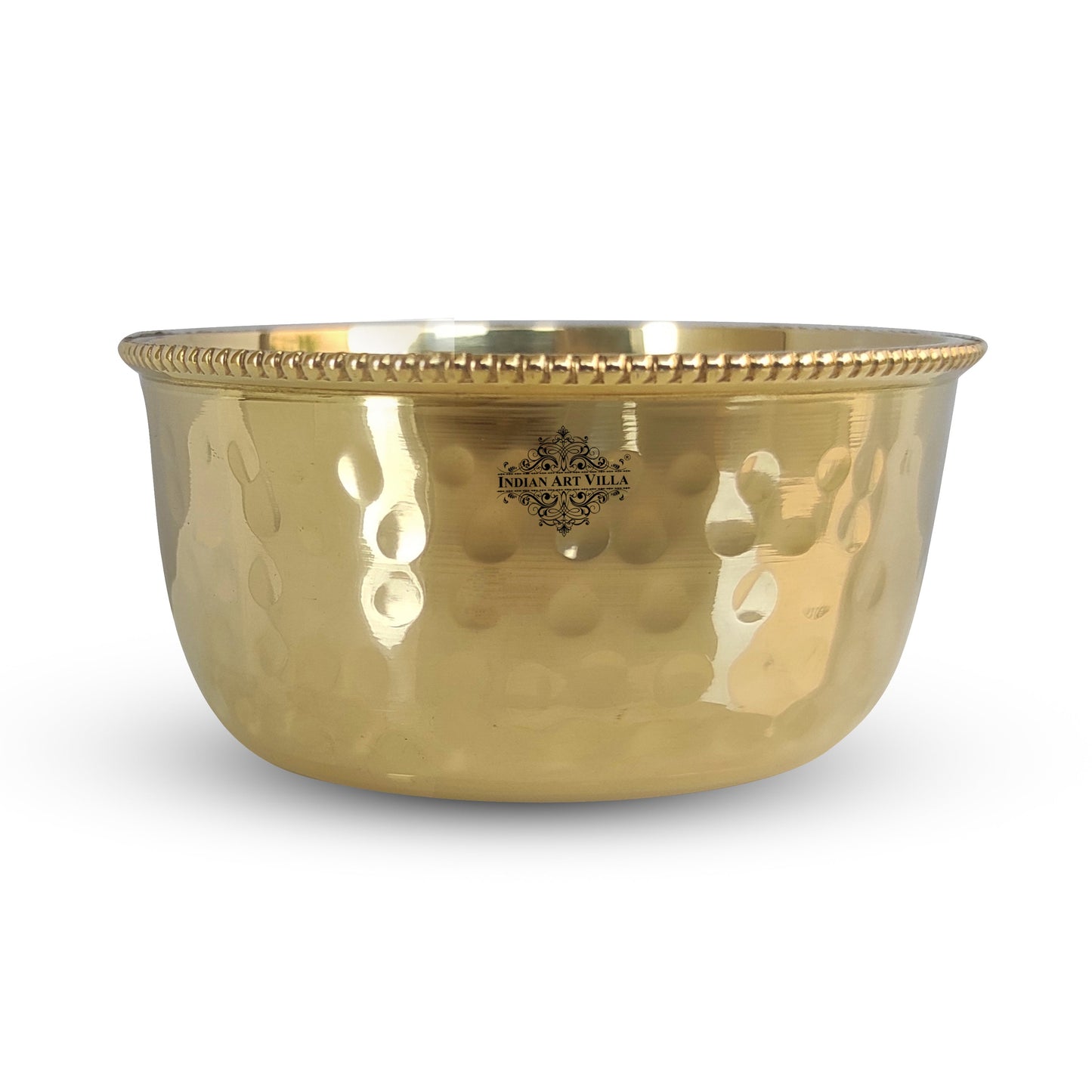Brass Hammered Designer Bowl with Beaded Design, Dinnerware, Tableware