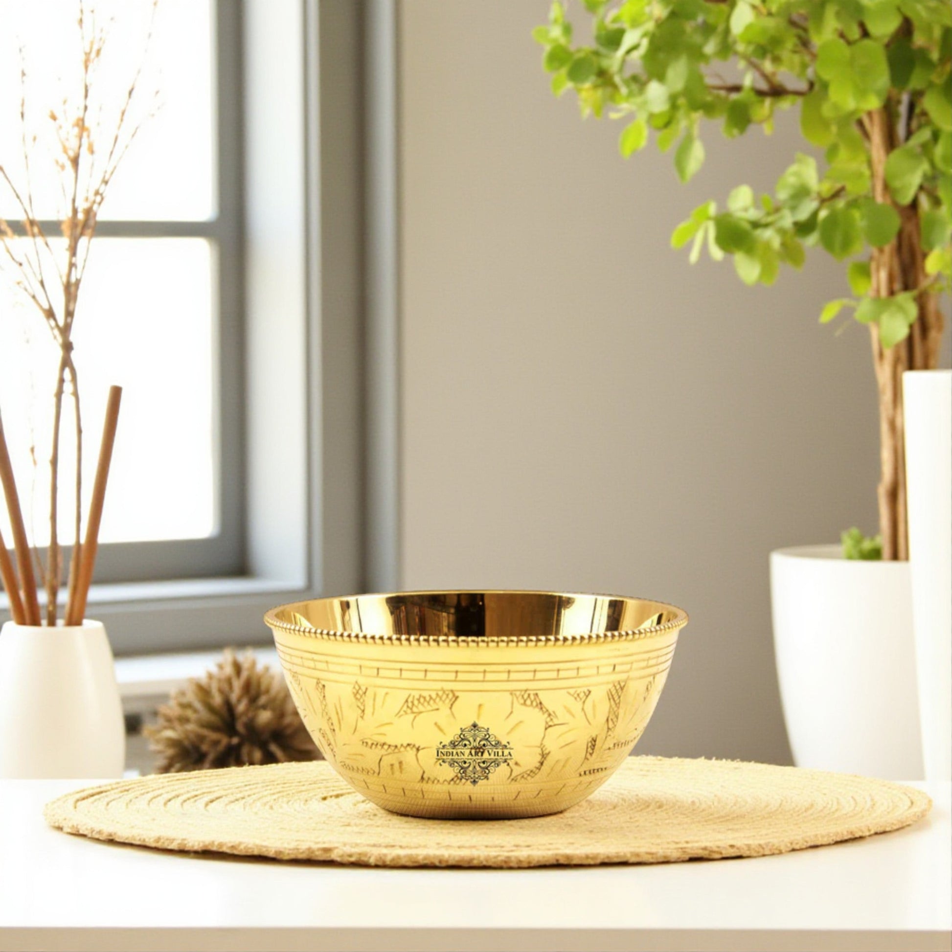 Handcrafted Pure Brass Curved Design Bowl, Serveware, Dinnerware, 250ml