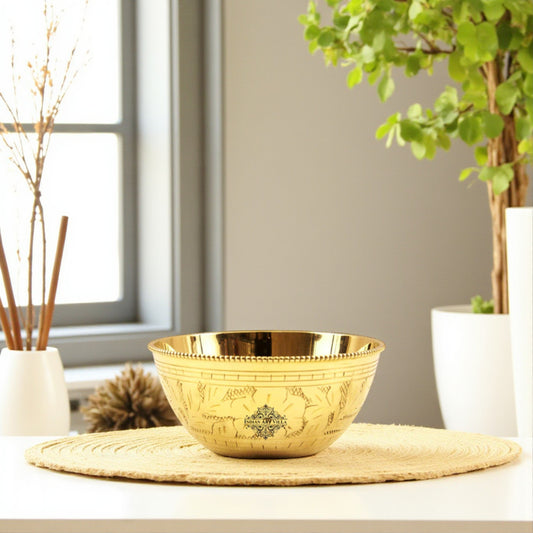 Handcrafted Pure Brass Curved Design Bowl, Serveware, Dinnerware, 250ml
