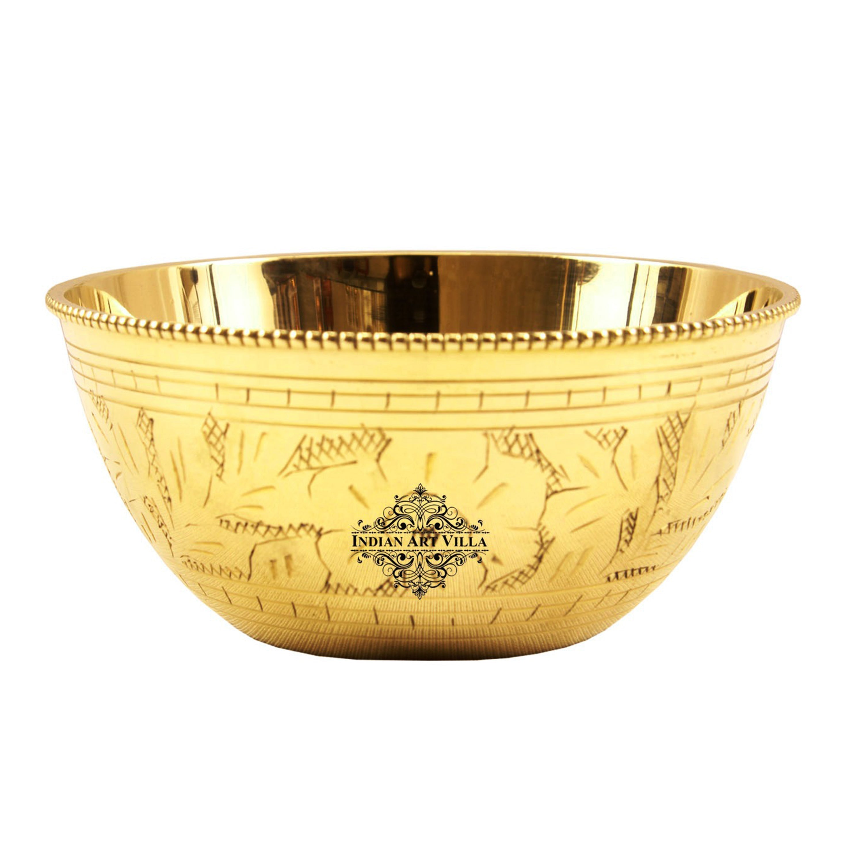 Handcrafted Pure Brass Curved Design Bowl, Serveware, Dinnerware, 250ml