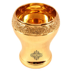 Handcrafted Pure Brass Curved Mughlai Design Glass, 300ML