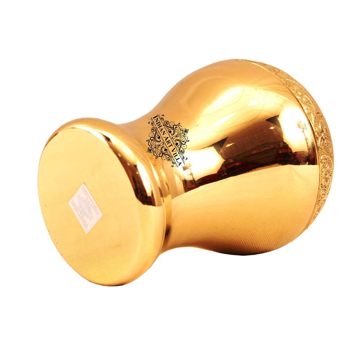 Handcrafted Pure Brass Curved Mughlai Design Glass, 300ML