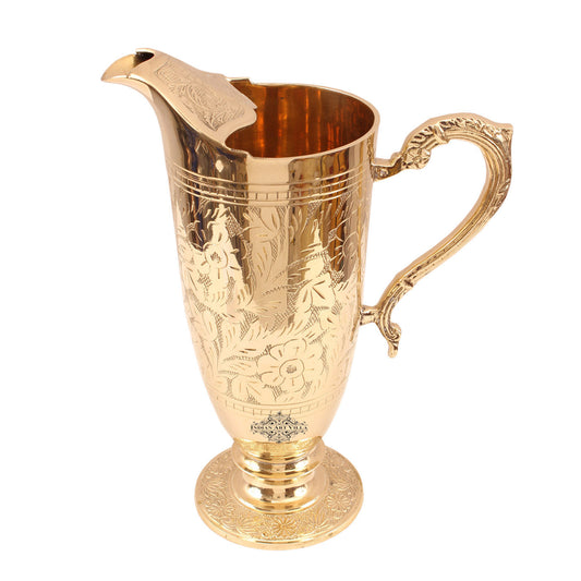 Pure Brass Designer Kalamkari Jug  with Designer Handle- 1600 ML