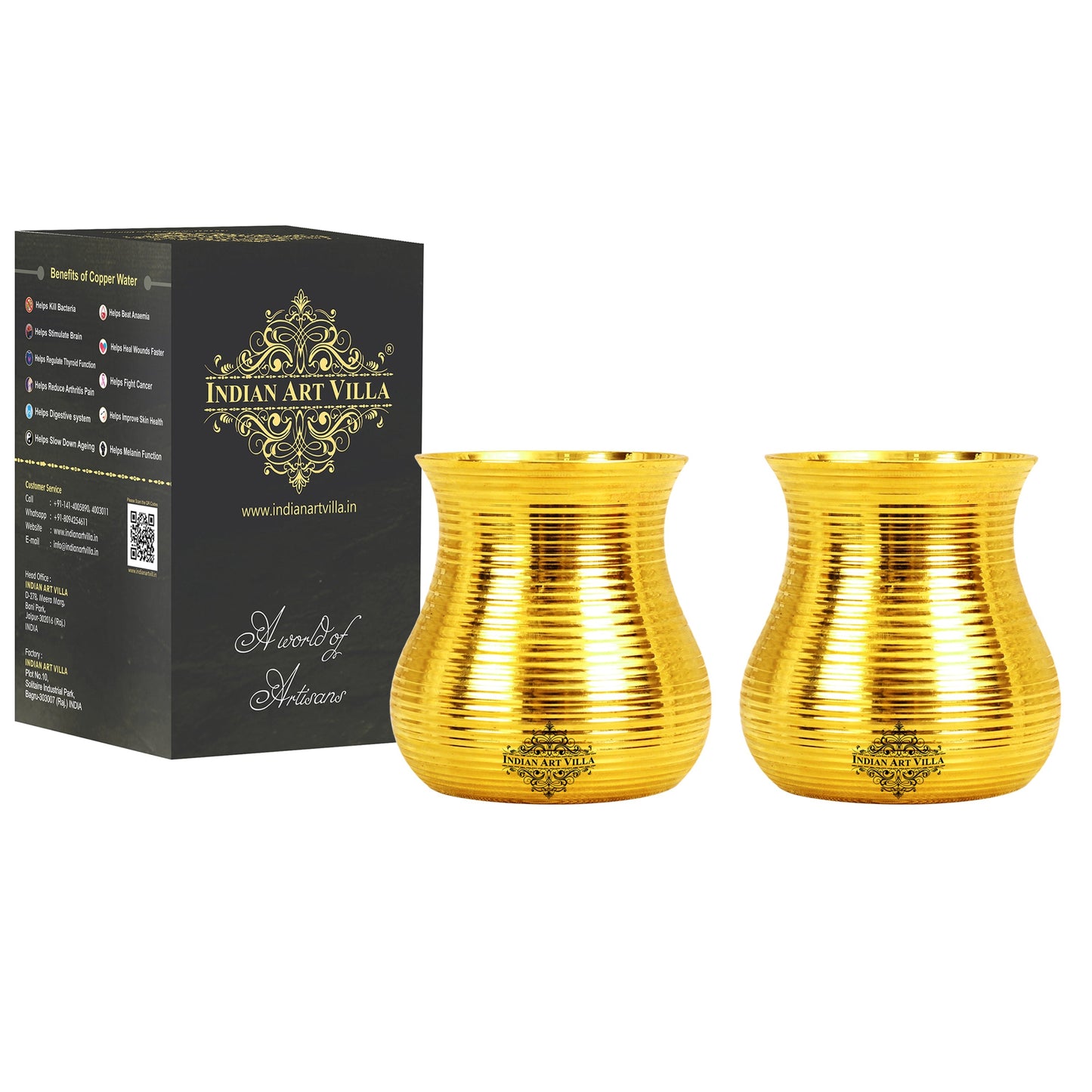 Pure Brass Half Lining Design Glass  350ml
