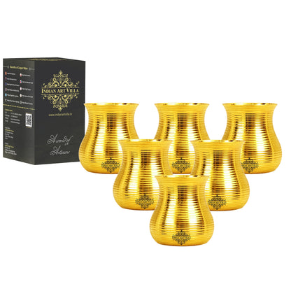 Pure Brass Half Lining Design Glass  350ml