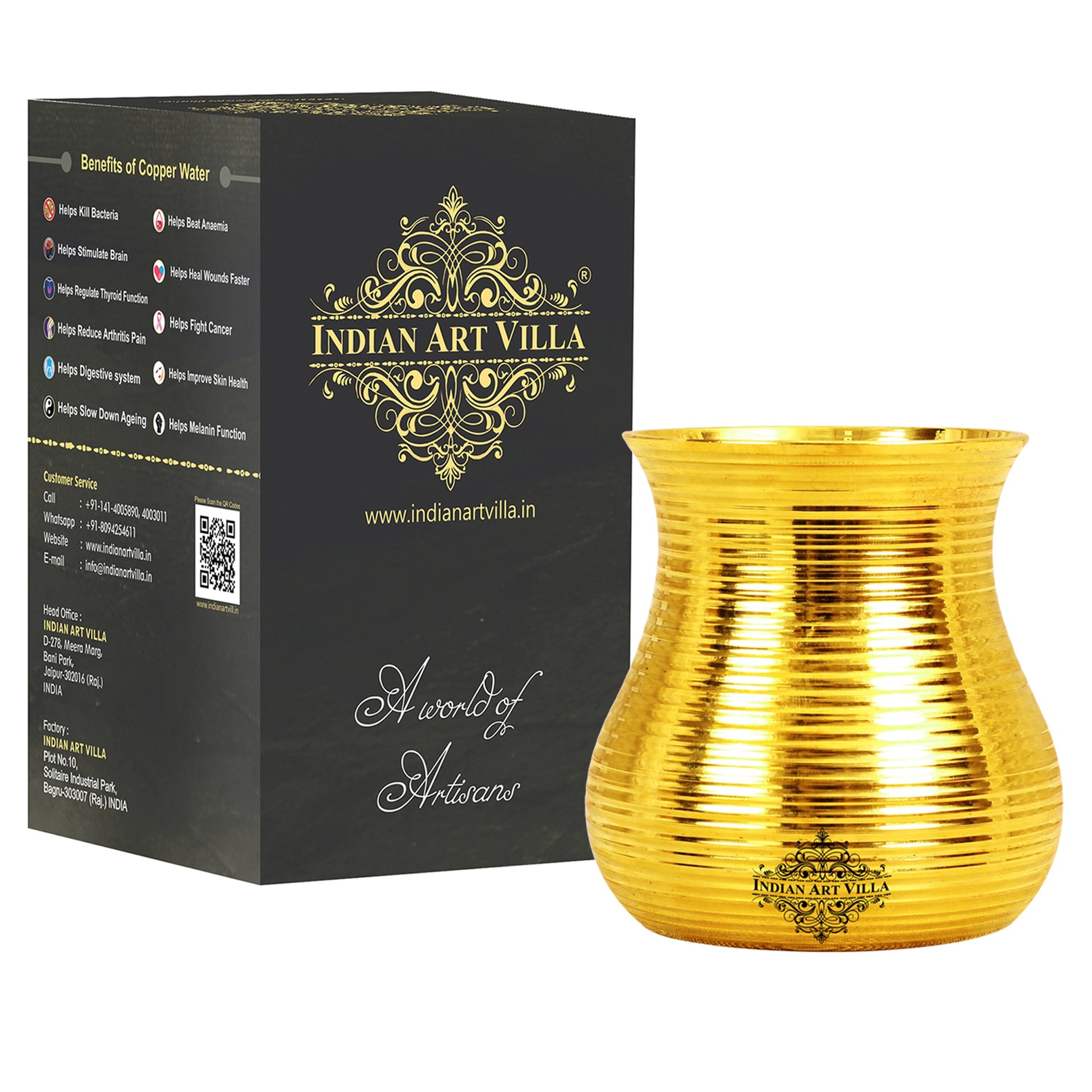 Pure Brass Half Lining Design Glass  350ml