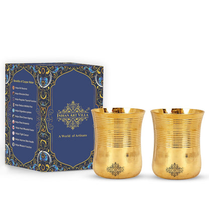 Pure Brass Half Lining Design Glass  350ml