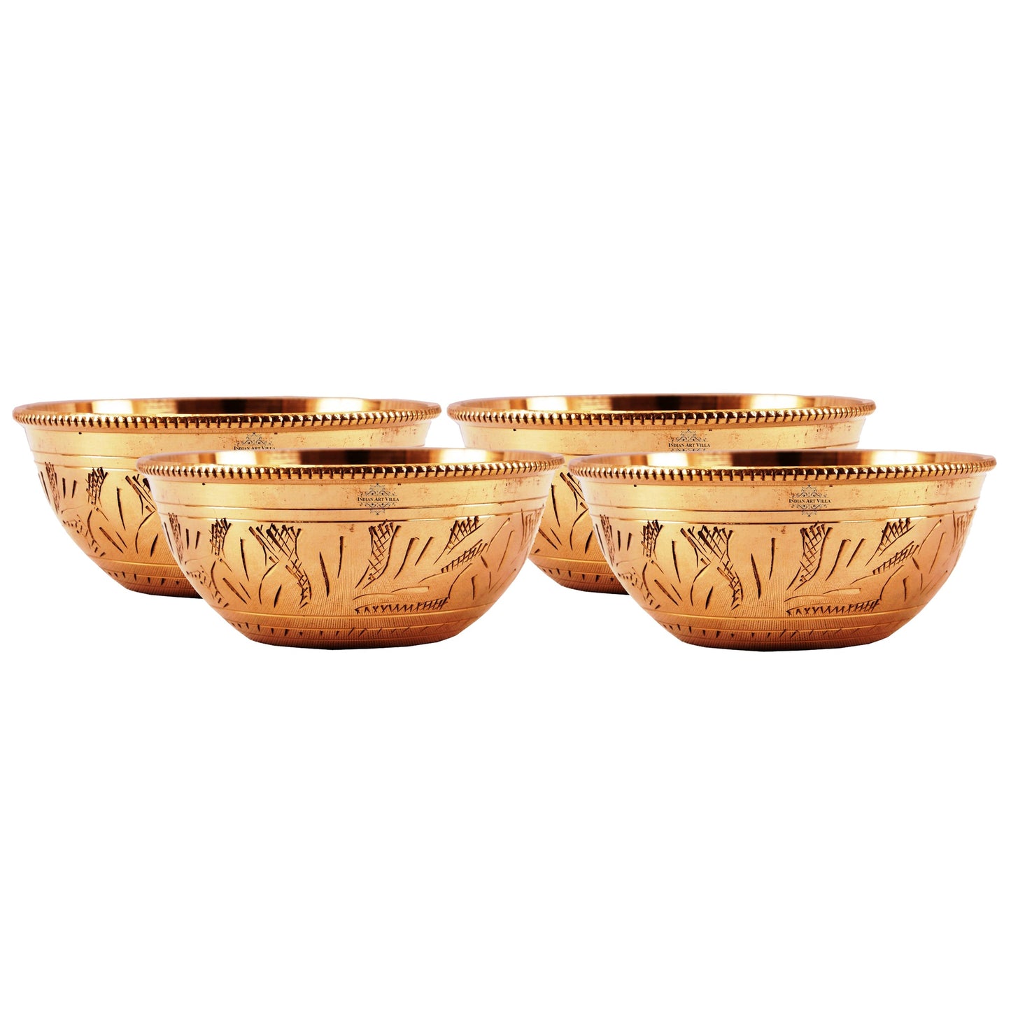 Pure Embossed Floral Design Brass Chutney Bowl Katori, Tableware, 220 ML