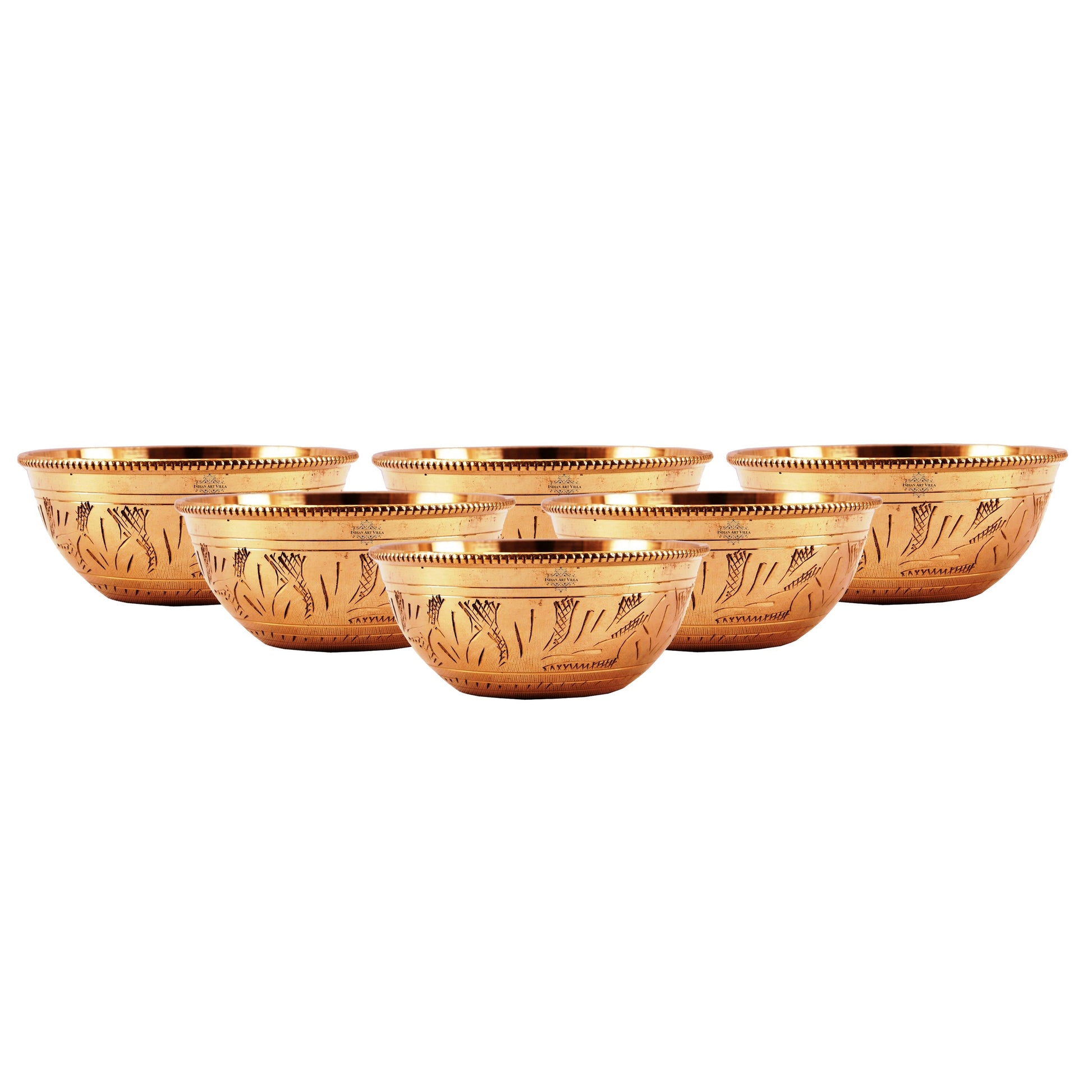 Pure Embossed Floral Design Brass Chutney Bowl Katori, Tableware, 220 ML