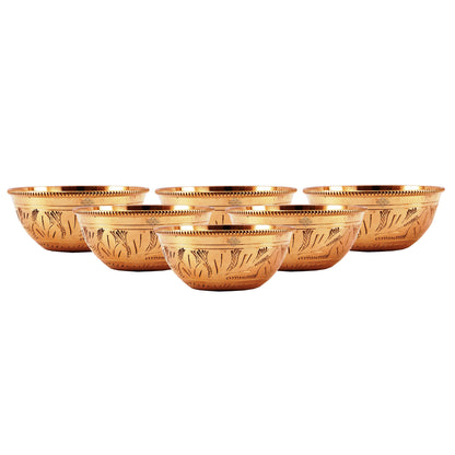Pure Embossed Floral Design Brass Chutney Bowl Katori, Tableware, 220 ML
