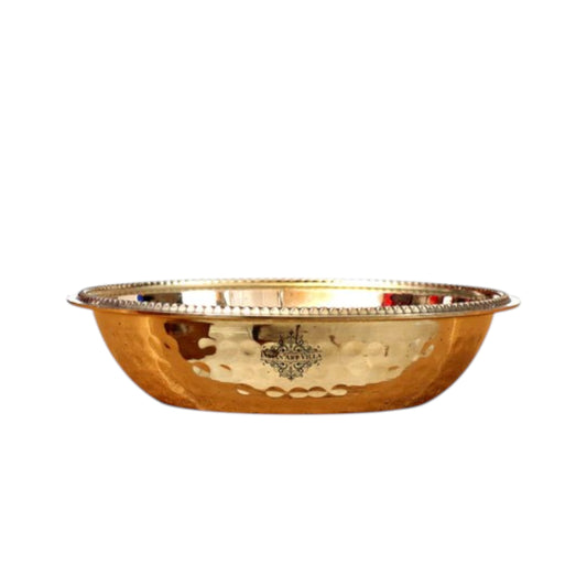 Brass Handmade Hammered Design Rice Plate, Dinnerware