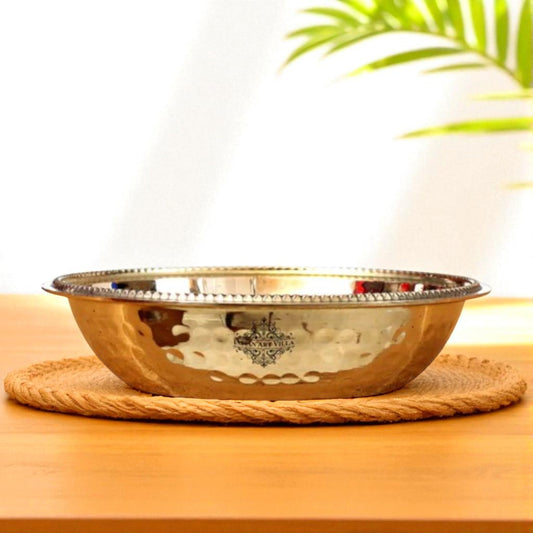 Brass Handmade Hammered Design Rice Plate, Dinnerware