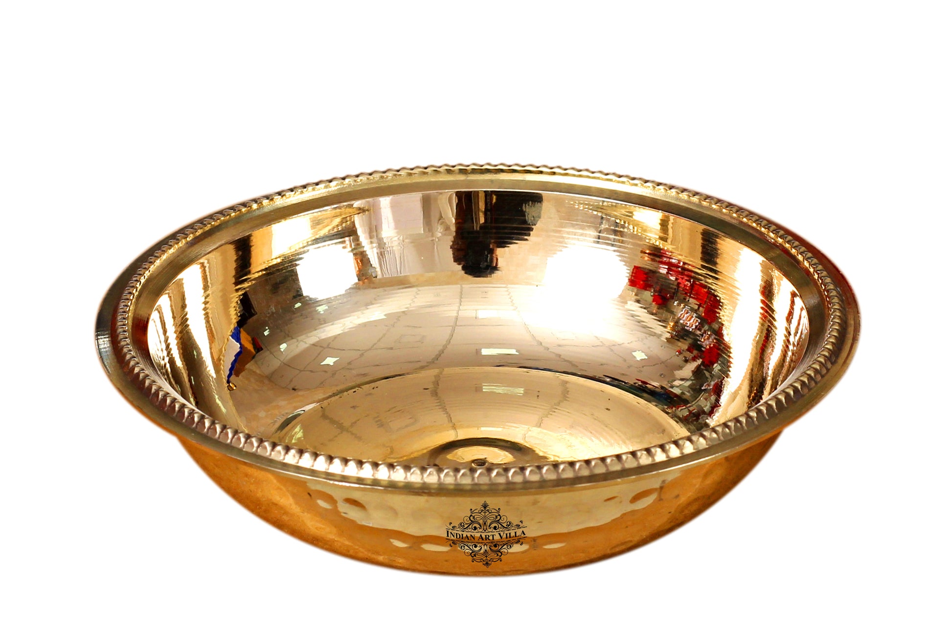 Brass Handmade Hammered Design Rice Plate, Dinnerware