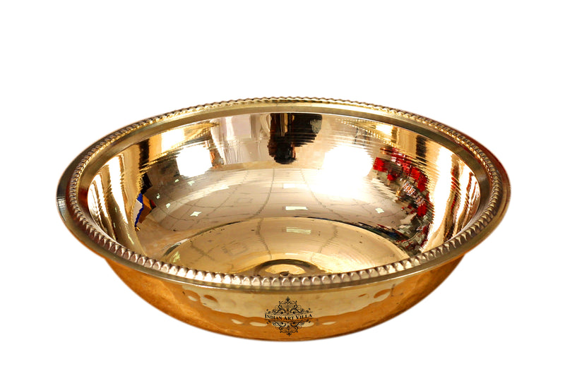 Brass Handmade Hammered Design Rice Plate, Dinnerware