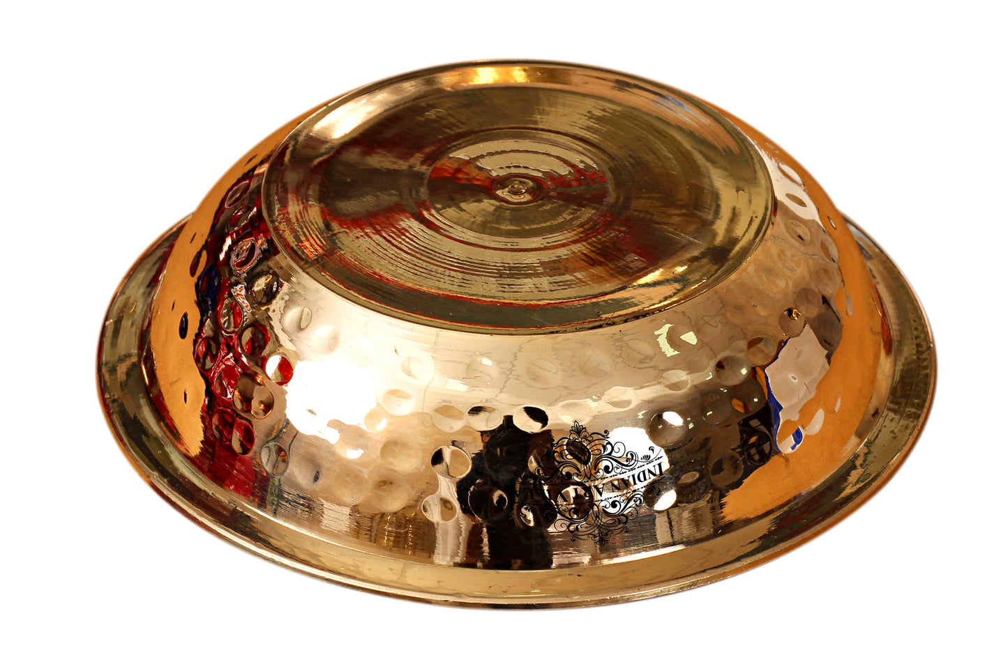 Brass Handmade Hammered Design Rice Plate, Dinnerware