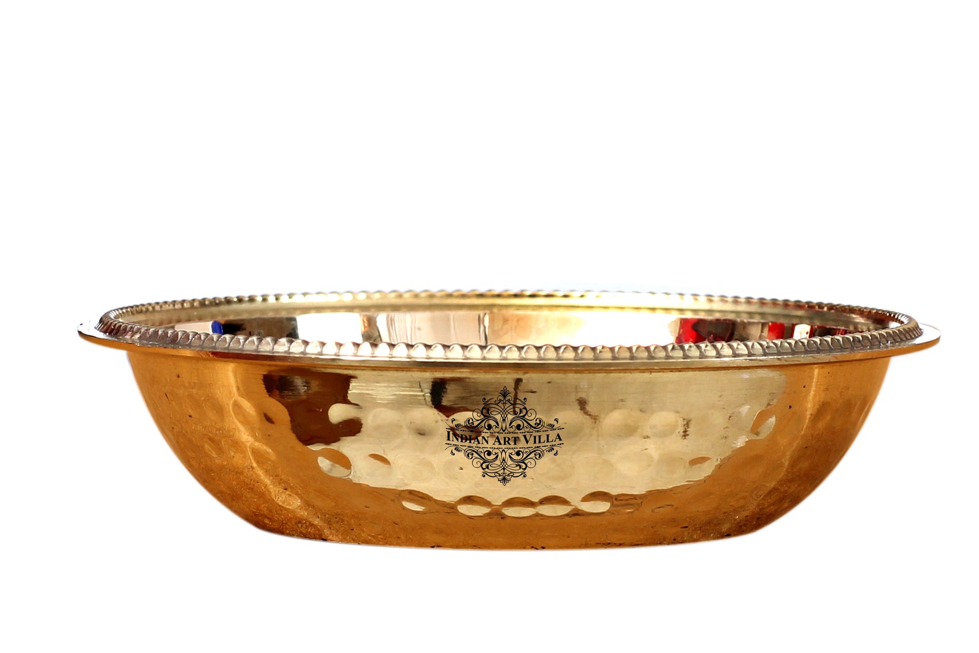 Brass Handmade Hammered Design Rice Plate, Dinnerware