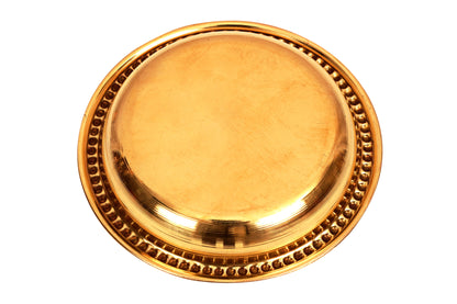 Brass Embossed Designer Rice Plate with Beaded Design 100 ml