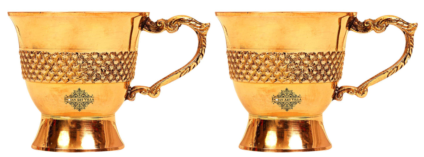 Designer Brass Tea Cup, Serving Tea Tableware, Gift Item Hotel Restaurant, Volume 100 ML