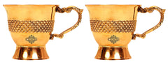 Designer Brass Tea Cup, Serving Tea Tableware, Gift Item Hotel Restaurant, Volume 100 ML